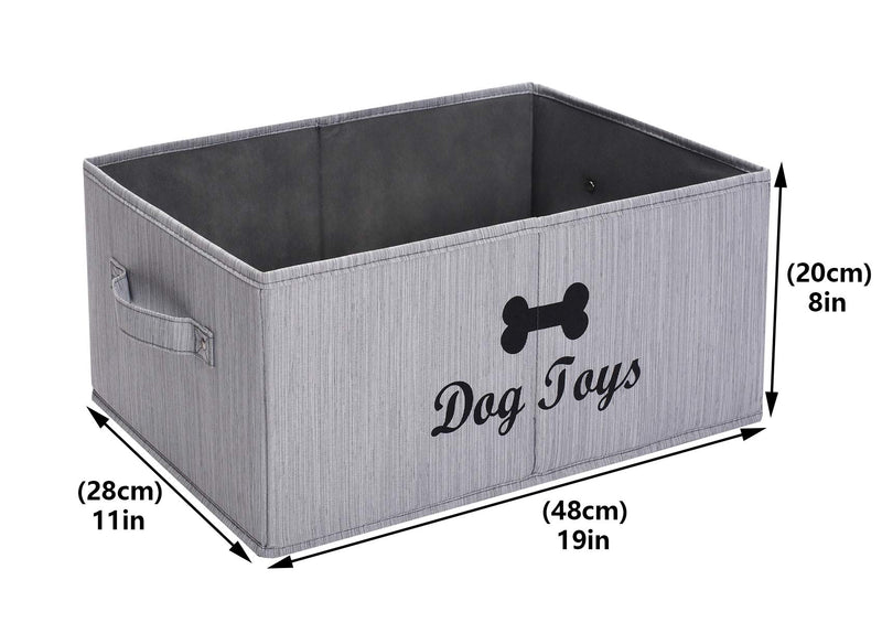 Geyecete largeFoldable Jumbo Fabric Dog Toy Basket Storage Bins Grey Baske Collapsible Organizer Storage Basket with handles-Slub Gray Slub Gray - PawsPlanet Australia