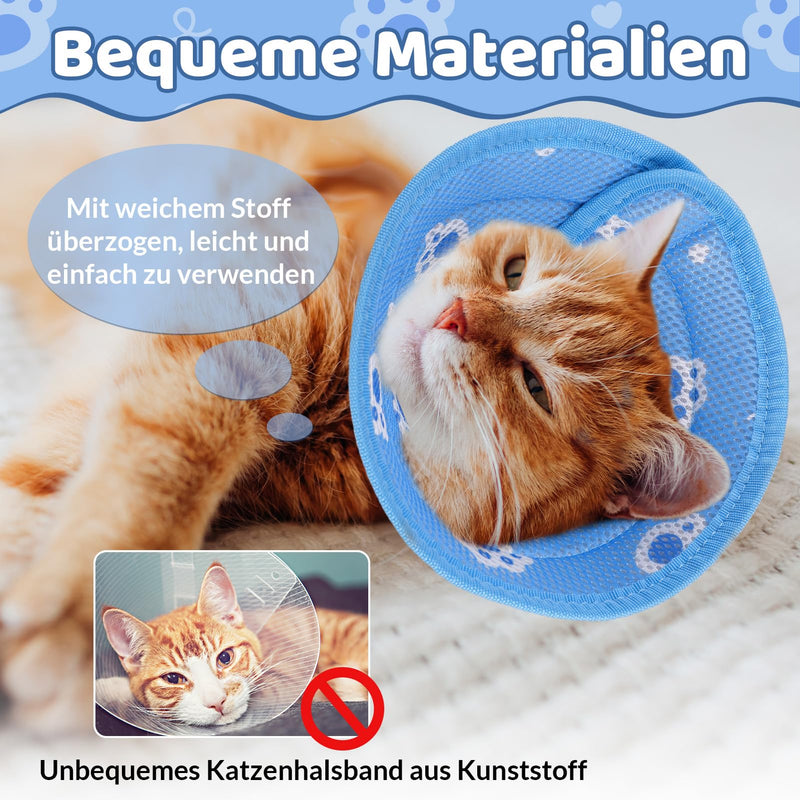 Fanshiontide Cat Neck Brace, Soft Cat Neck Brace, Adjustable Anti-Licking Anti Bite Cat Collar, Protective Collar for Cats, Puppies, Pets After Surgery and Injuries (M Blue) M - PawsPlanet Australia