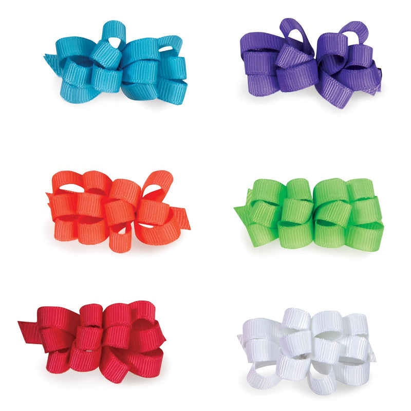 [Australia] - Aria Grosgrain Ribbon Loops Barrettes for Dogs, 48-Piece Canisters 