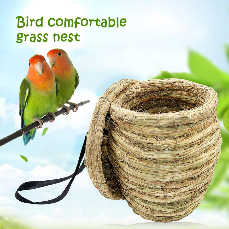 [Australia] - BWOGUE Straw Bird Nest Eco-Friendly Straw Birdhouse 100% Natural Fiber Bird Nest Hut Cozy Resting Breeding Place for Parrots Parakeet Conures Cockatiel,Large 