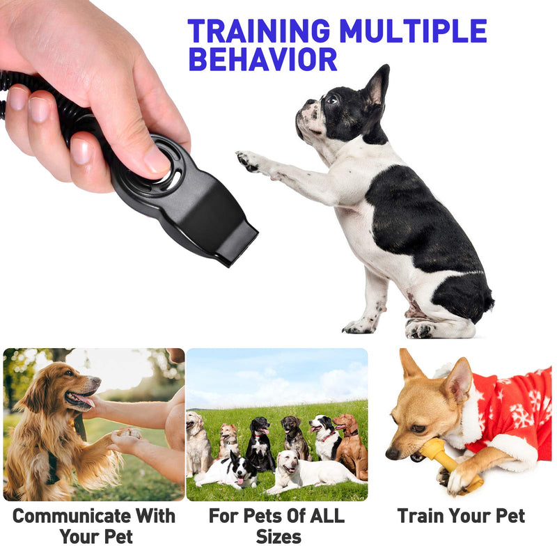 ZNOKA Dog Training Clickers and Whistle in One, Consistent Positive Reinforcement for Puppies, Fix Undesired Behaviors, Pet Training Clicker for Dog Cats Puppy Birds Horses, 2-Pack(White + Black) - PawsPlanet Australia