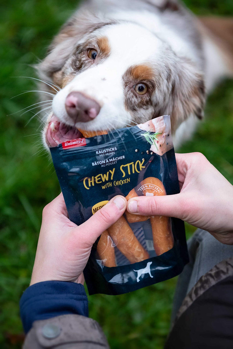 Pets Unlimited Chewy Sticks with Chicken Medium, Pack of 4 Premium high protein natural Pet treats with No artificial Colours flavours or preservatives - PawsPlanet Australia