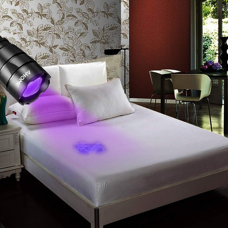 AHOME V2 UV Blacklight Flashlight [Zoomable] & [USB Rechargeable] Black Light 395nm Ultraviolet LED Lamp, Scorpion Finder & Pet Urine Detector with 3000mAh Battery and Charging Cable - PawsPlanet Australia