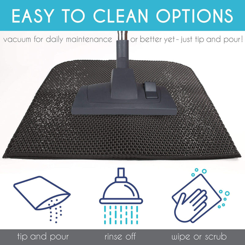 Louis Donne Cat Litter Mat Cat Litter Trapping Mat - 26” X 18” Honeycomb Double Layer Design, Water Proof EVA Material, Easier to Clean, Washable - Black - PawsPlanet Australia