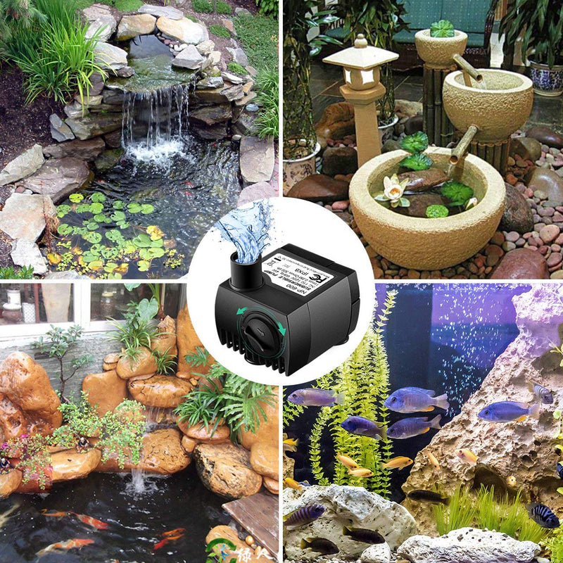 [Australia] - VicTsing 80 GPH (300L/H, 4W) Submersible Water Pump for Pond, Aquarium, Fish Tank Fountain Water Pump Hydroponics with 5.9ft (1.8M) Power Cord (Black) 