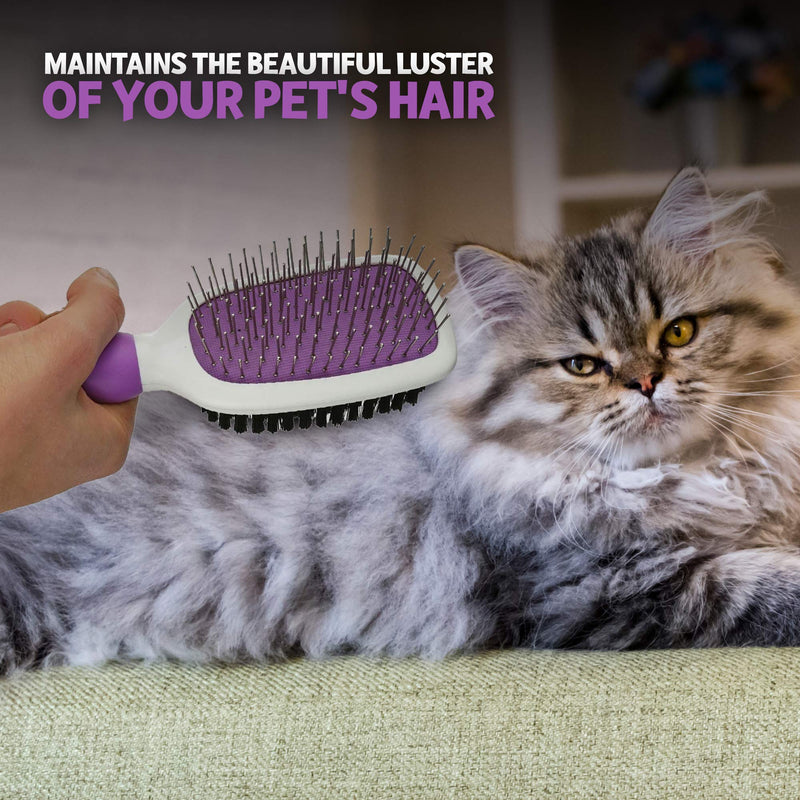 Double-Sided Pet Brush for Grooming & Massaging Dogs, Cats & Other Animals – Fur Detangling Pins & Coat Smoothing Slicker Bristles, Double The Brushing Groom Power in One Tool – Best Groomer Supplies - PawsPlanet Australia