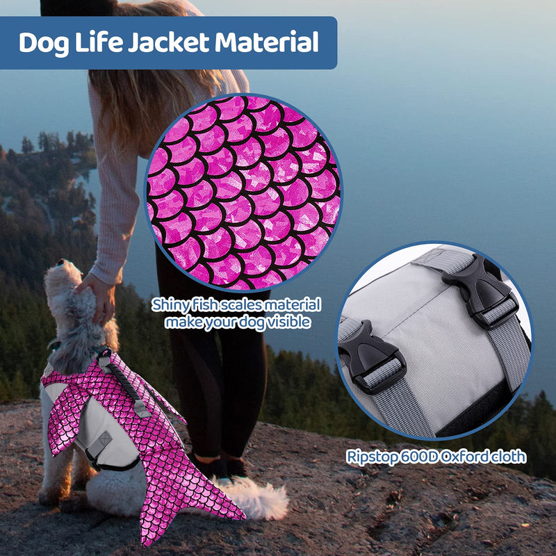ASENKU Dog Life Jacket, Ripstop Dog Safety Vest, Adjustable Dog Lifesaver Pet Life Preserver with High Buoyancy and Durable Rescue Hand for Small Medium Large Dogs X-Small Pink - PawsPlanet Australia