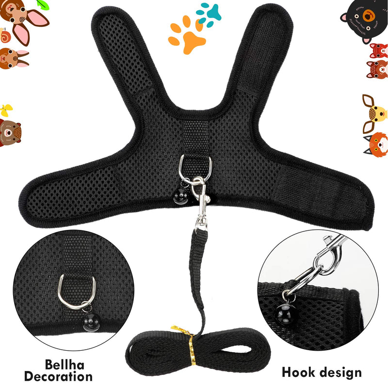 SATINIOR 3 Pieces Guinea Pig Harness and Leash Soft Mesh Small Pet Harness with Safe Bell, No Pulling Comfort Padded Vest for Guinea Pigs, Bunny, Ferret, Rats, Iguana, Hamster (Blue, Black, Red) - PawsPlanet Australia