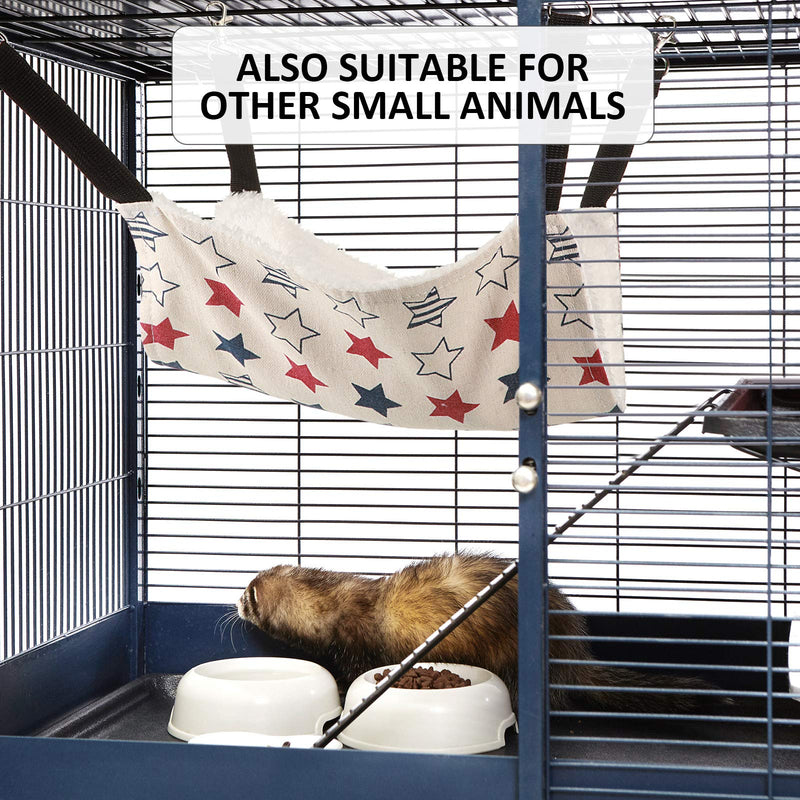 [Australia] - 4 Pieces Guinea Pig Cage Hammock Small Animal Hanging Bed for Ferret, Rat, Chinchilla, Puppy and Other Small Animals Tower, Five Stars, Water Ripples, Cat Head 