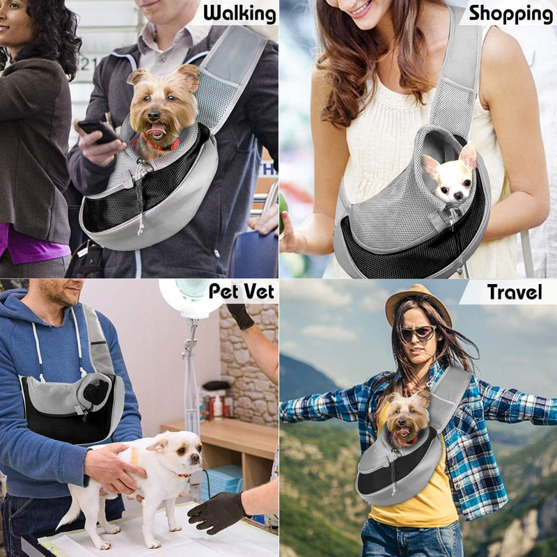 Pecco Pet Carrier Hand Free Sling for Dog Cat Puppy Carry Bag Small Pet Traverl Carrier with Breathable Mesh Pouch for Outdoor Travel Walking Subway (S, Black) S - PawsPlanet Australia