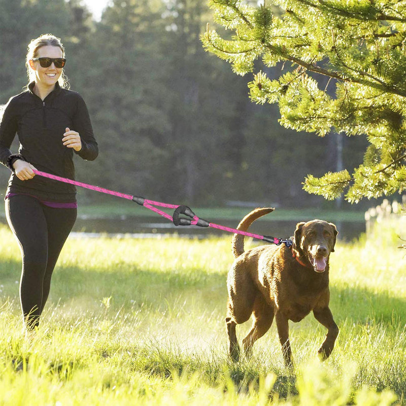 [Australia] - JSXD Dog Leash,5 FT Heavy Duty Double Handle Dog Leash with Comfortable Padded and Reflective,Rope Dog Leashes for Small,Medium,Large Dogs Rope Leash Rope-Pink 