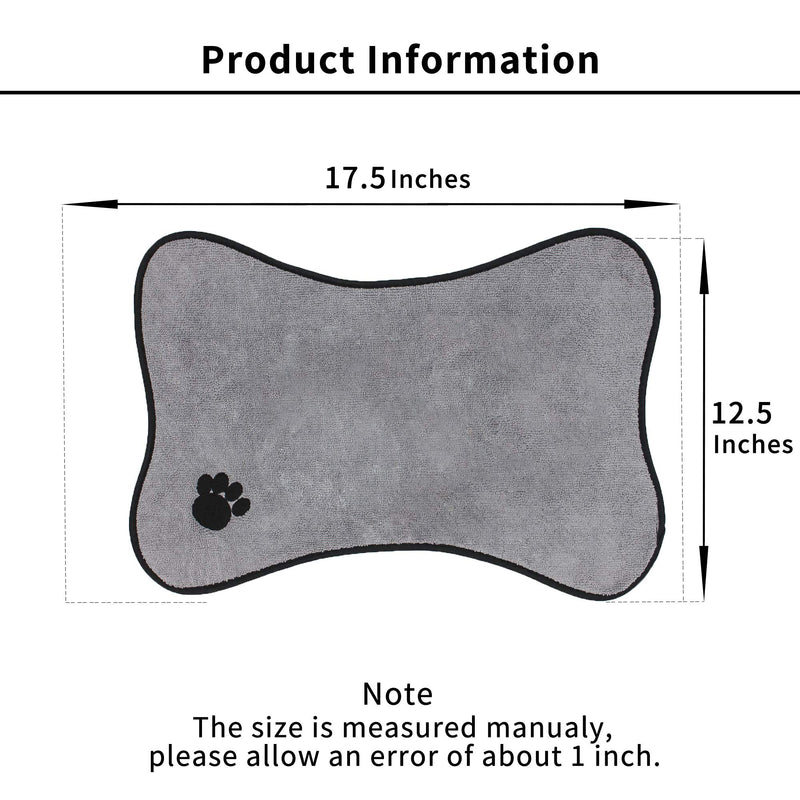 Ptlom Dog and Cat Medium and Small Placemat, Pet Food and Water Mat Suitable for Medium and Small Pets, Prevent Water and Food from Spilling, Cotton Grey - PawsPlanet Australia