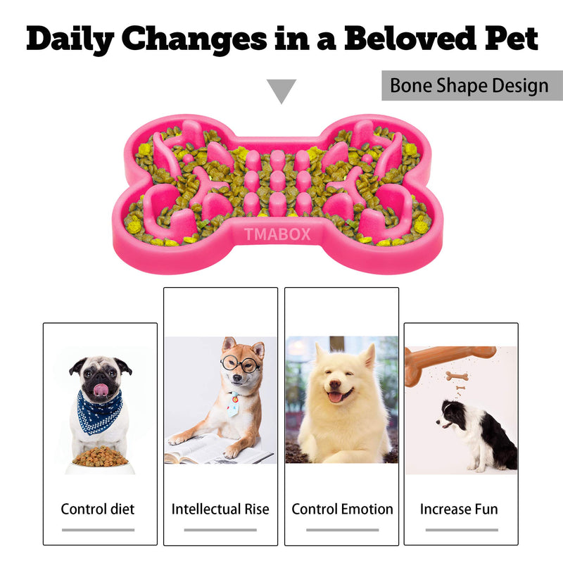 [Australia] - TMABOX Slow Feeder Dog Bowl,Fun Feeder Dog Cat Bowls, Stop Bloat Dog Puzzle Maze Bowl,Food Grade Elastic Silicone, High-Strength Tearing, No Deformation, Easy to Clean, Dishwasher Available Small Dog Pink Silicone 