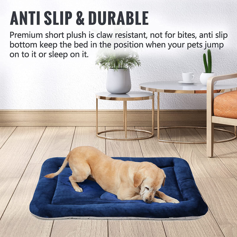 Hero Dog Medium Dog Bed Mat Crate Pad 35 Inch Washable Pet Beds Soft Anti Slip Sleeping Mattress for Medium Dogs, Dark Blue M Cute Paw-Dark Blue - PawsPlanet Australia