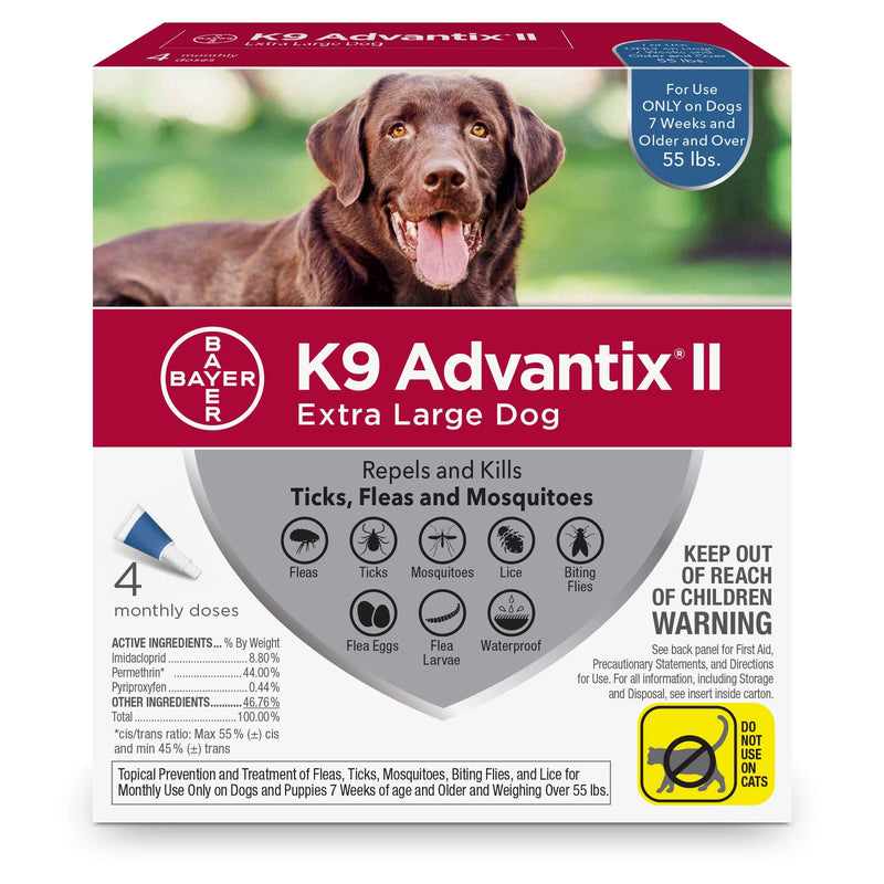 K9 Advantix II Flea and Tick Prevention for Extra-Large Dogs 1-Pack 4 Monthly Doses, Over 55 Pounds - PawsPlanet Australia