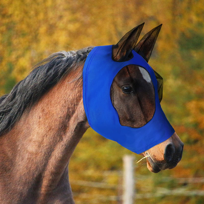 3 Pieces Horse Fly Mask Horse Mask with Ears Smooth and Elasticity Fly Mask with UV Protection, 3 Colors (L, Purple, Royal Blue, Pink) L - PawsPlanet Australia