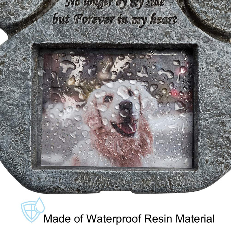 EXPAWLORER Pet Paw Memorial Stone with a Photo Frame and Sympathy Poem, Pet Loss Gigts in Garden Backyard Marker Grave Tombstone for Dogs Cats - PawsPlanet Australia