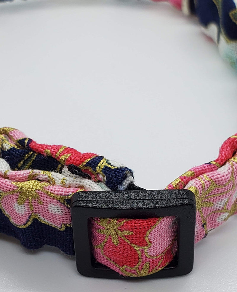 Cat Collar with Bell Charm Floral Design Elastic Adjustable Band - PawsPlanet Australia