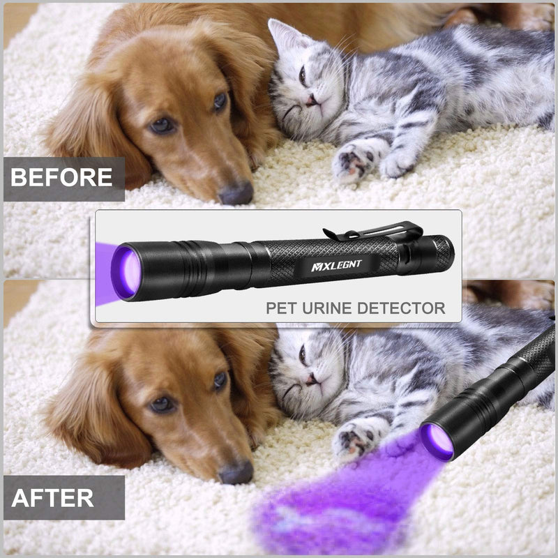 MXLEGNT UV Pen Torch 2 Pack Ultraviolet Blacklight 395nm Flashlight Zoomable Pet Urine Stain and Bed Bugs Detector Powered by AAA Battery (Black Light, 2 Pack, Battery Not Included) Black Light - PawsPlanet Australia