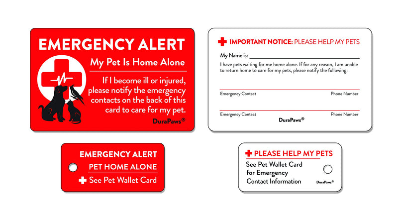 [Australia] - DuraPaws Pets, Dogs & Cats are Home Alone Alert Emergency Plastic Contact Wallet Card and Key Tag (Writable Surface on Back Side of Card) DuraPaws PET Emergency Wallet Card & Tag 