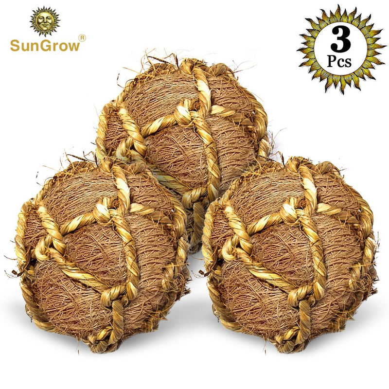 [Australia] - SunGrow Coconut Fiber Rabbit Balls x 3 Pack, Improves Dental Health, 100% Natural Chew Toy, Provides Hours Stimulation, Environment Friendly, Stress Reliever, Ideal Bunny, Chinchilla & Kitten 