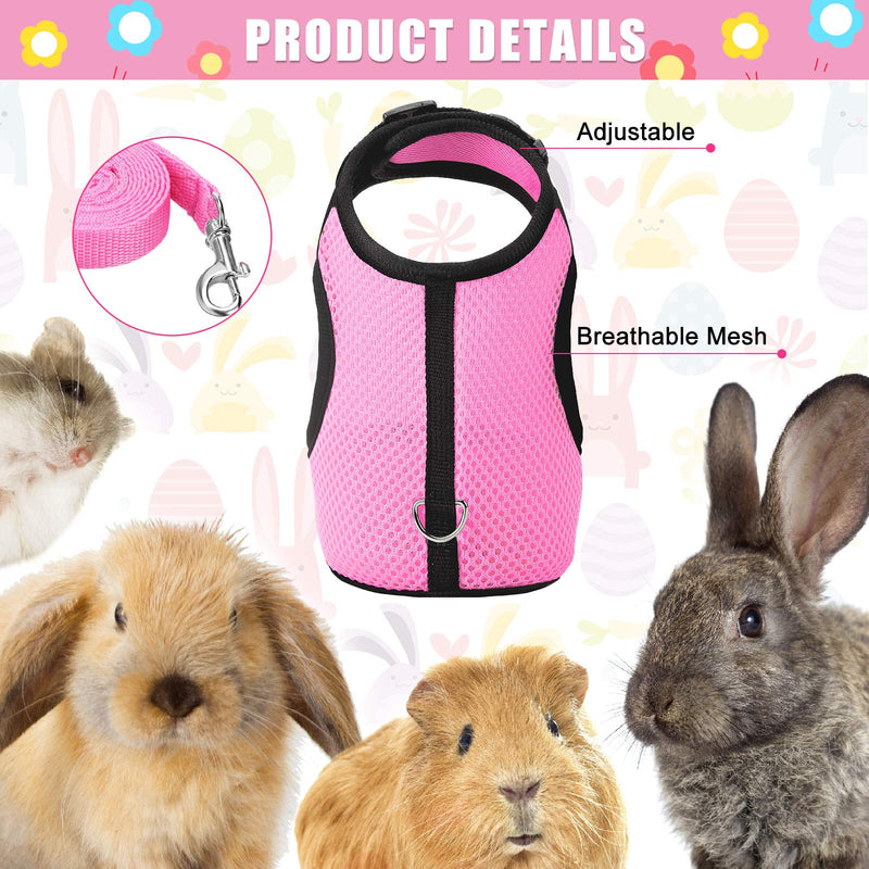 2 Pieces Bunny Rabbit Harness with Leash Cute Adjustable Buckle Breathable Mesh Vest for Kitten Puppy Small Pets Walking (Blue, Pink,S) S Blue, Pink - PawsPlanet Australia