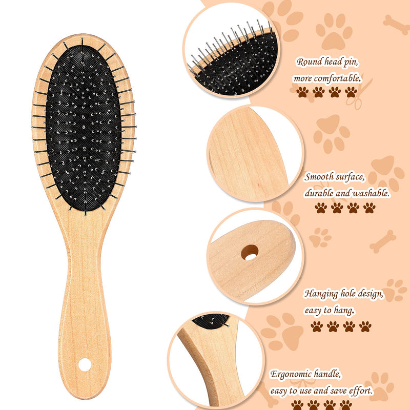 2 Pieces Dog Pin Brush Pet Grooming Brush with Wooden Handle and Stainless Steel Round Pins Dog Cat Deshedding Grooming Brush for Pets Dogs Cats - PawsPlanet Australia