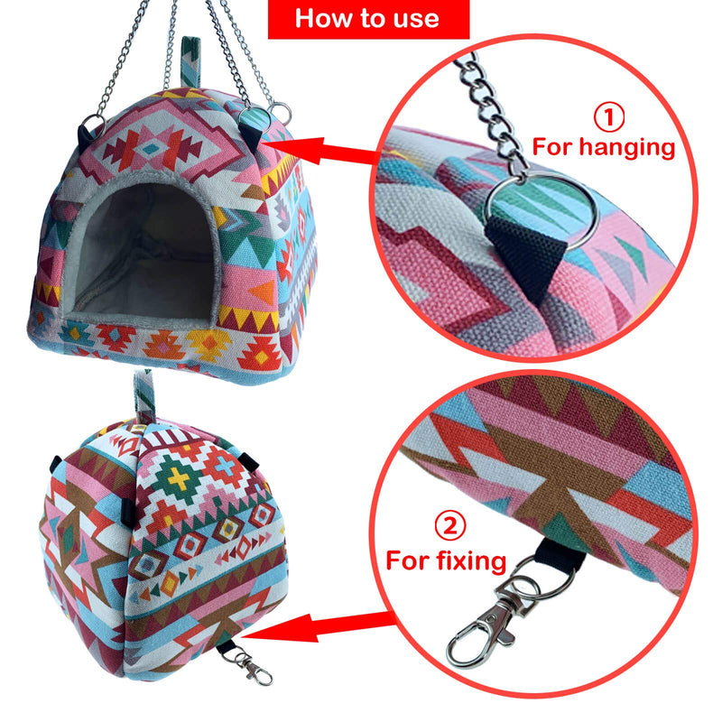 Guinea Pig Hamster Bird Squirrel Ferret Suger Glider Hedgehog Chinchillas Bed Hammock Winter Warm Small Pet Animal Hanging Home House Cotton Cage Nest Tent (Ethnic style + mat, extra large(8.66 inch)) A.Ethnic+mat-8.6'' - PawsPlanet Australia