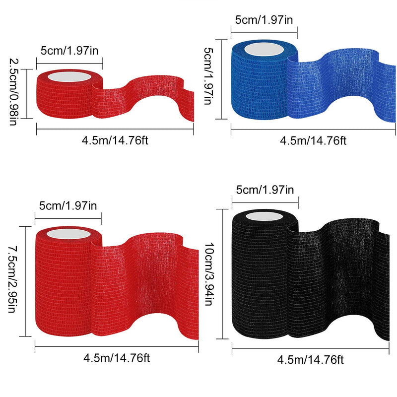 Heyu-Lotus 5 Rolls Vet Wrap Self Adherent Bandage Elastic Cohesive Bandages Breathable Non Woven Pet Bandage Tapes for Dog, Cat, Horse (Black, Red, Blue) - PawsPlanet Australia