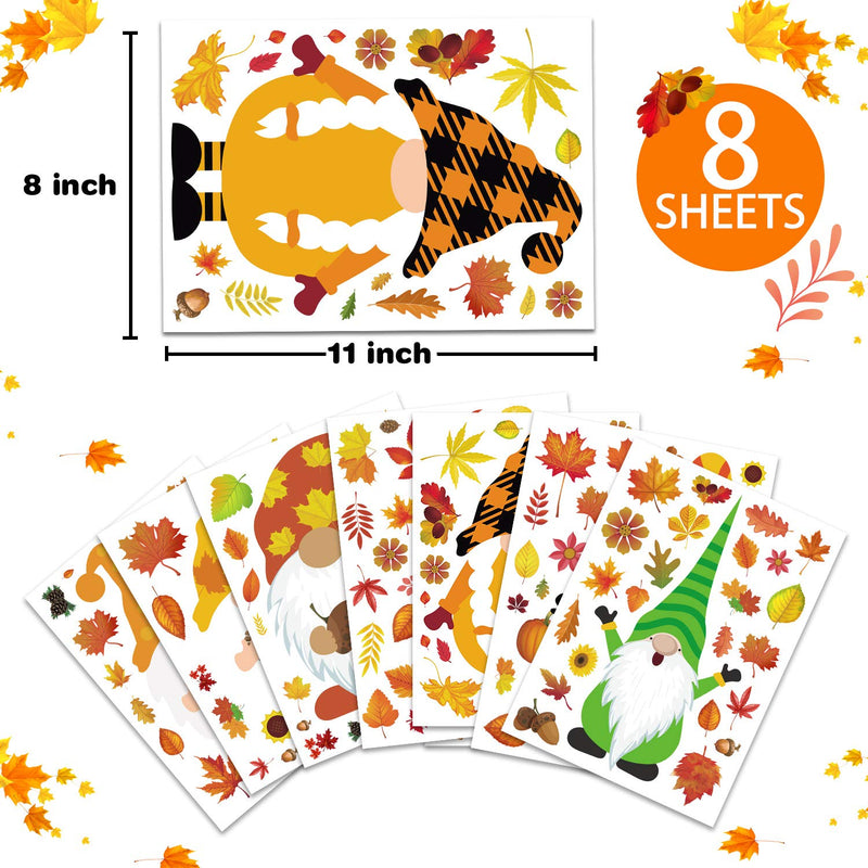 Joy Bang Fall Gnome Window Clings Fall Window Clings for Glass 8 Sheets Autumn Window Clings Gnome Autumn Tomte Window Decals for Thanksgiving Fall Home Party Decorations - PawsPlanet Australia