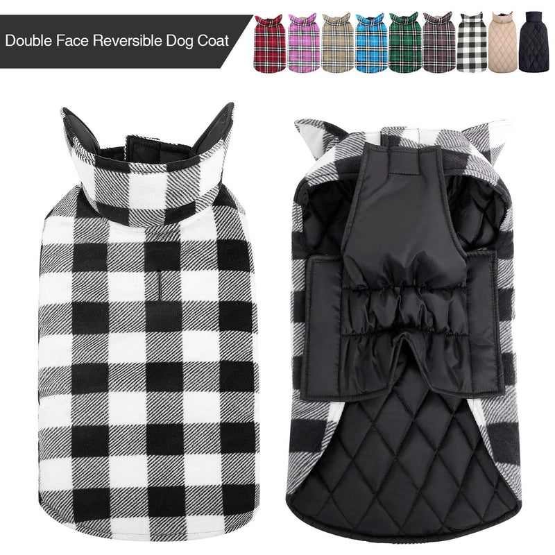 MIGOHI Dog Jackets for Winter Windproof Reversible Dog Coat for Cold Weather British Style Plaid Warm Dog Vest for Small Medium Large Dogs XXS(Back:9.45 inch, Chest:9.45-12.21 inch) Black - PawsPlanet Australia