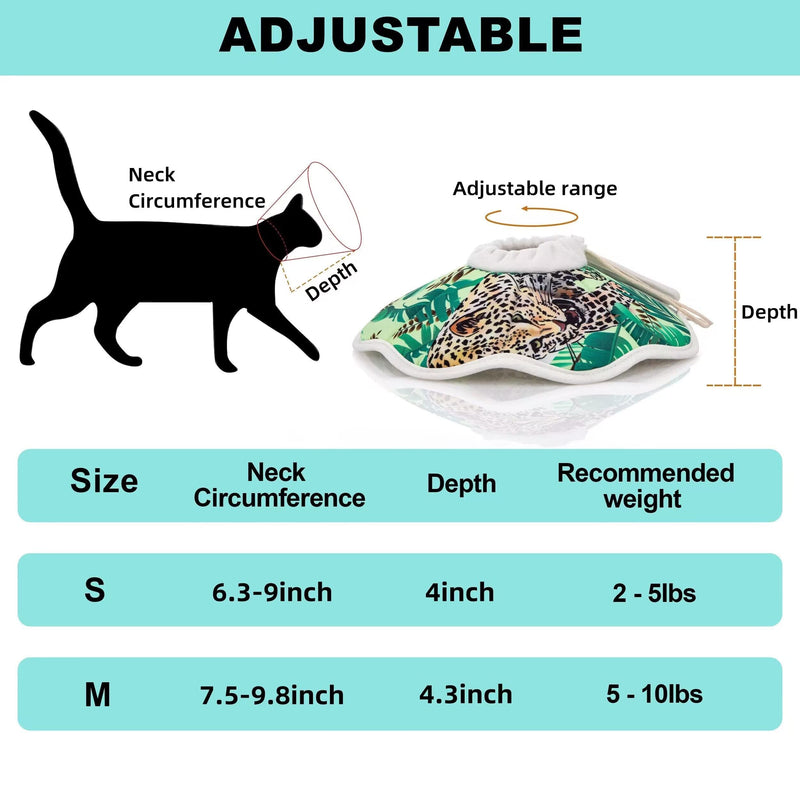 COMSUN Soft Cat Cone Collar Adjustable Pet Recovery Collar for Cat After Surgery Lightweight Cat Cones with Leopard Pattern for Pets Cats Kittens and Puppy to Prevent Licking (Small) Small - PawsPlanet Australia