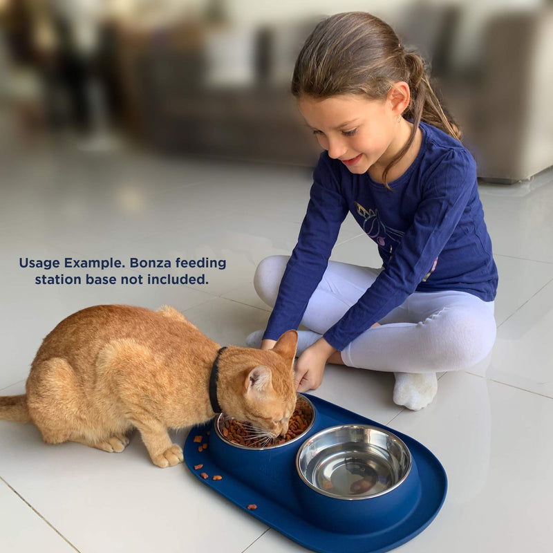 [Australia] - Bonza Two Piece  Replacement Stainless Steel Dog Bowls for Pet Feeding Station. For Small Dogs and Cats,12oz 