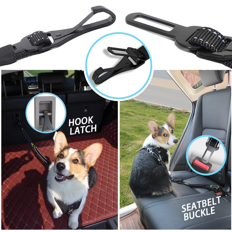 [Australia] - TEAYPET Dog car Seat Belt | Pet Safety Belt for Travel and Daily Use,Equipped with Adjustable,Durable Nylon Harness and Restraint Lockable Swivel Carabiner. Black 