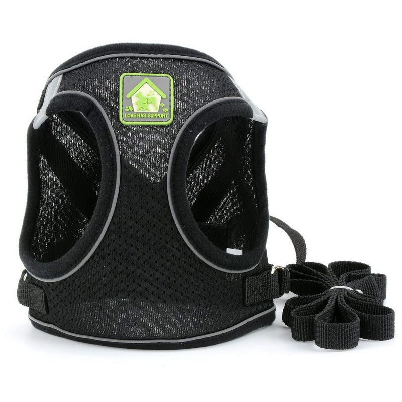 SMALLLEE_LUCKY_STORE Soft Mesh Step-in Small Dog/Cat Harness and Lead Set for Walking Reflective Puppy Vest Harness Outdoor Training,Black,Size M M(chest 40cm,for 3-5kg) black-style1 - PawsPlanet Australia