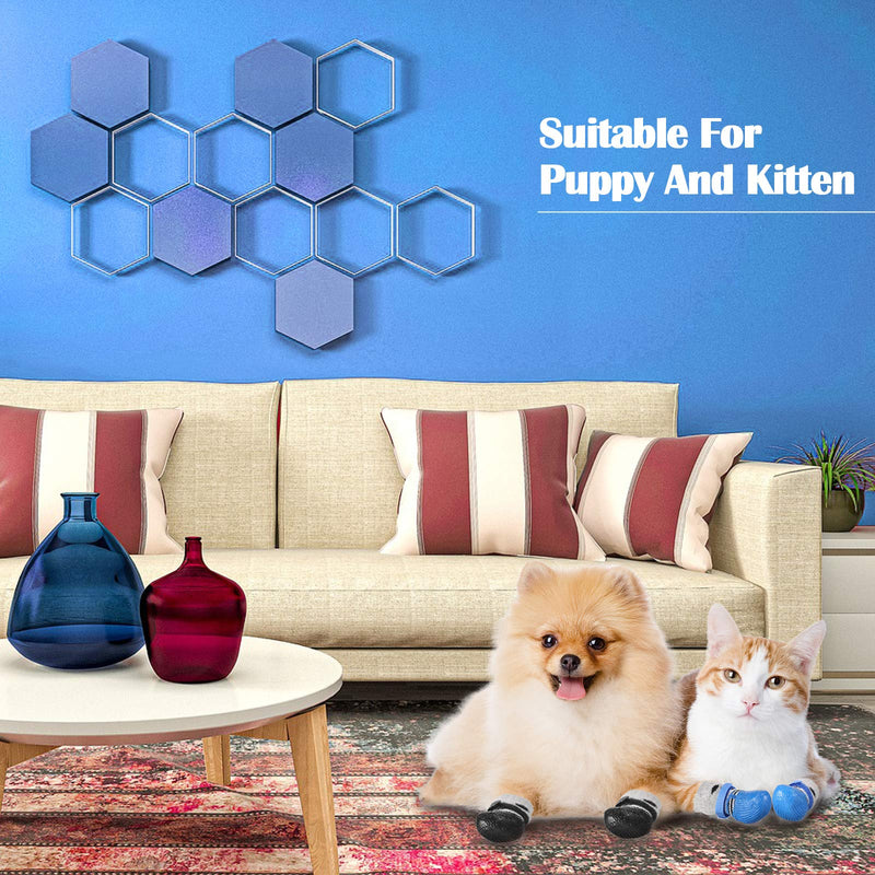 Weewooday 2 Sets Dog Cat Boots Shoes Socks Waterproof Dog Shoes Rain Snow Dog Booties Anti-Slip Dog Sock Shoes with Adjustable Drawstring for Small Puppy S - PawsPlanet Australia