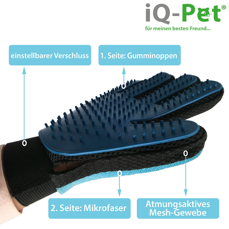 iQ-Pet grooming glove | 2 sides: rubber + microfiber - PawsPlanet Australia