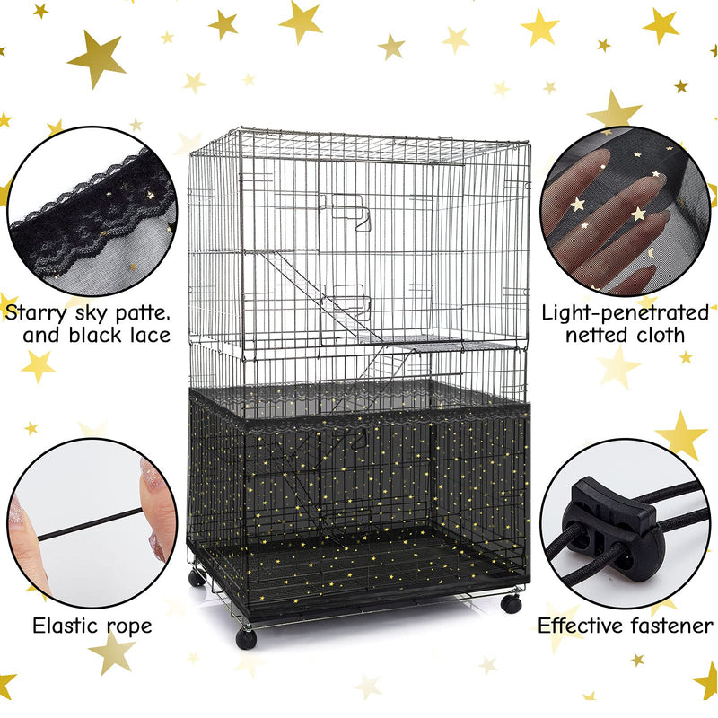 2 Pieces,Birdcage Covers Bird Cage Seed Catchers Birdcage Seeds Guards Nylon Mesh Nets Stretchy Parrot Cage Skirts Soft Airy Net Covers for Bird Parrot, White, Black (XL) - PawsPlanet Australia