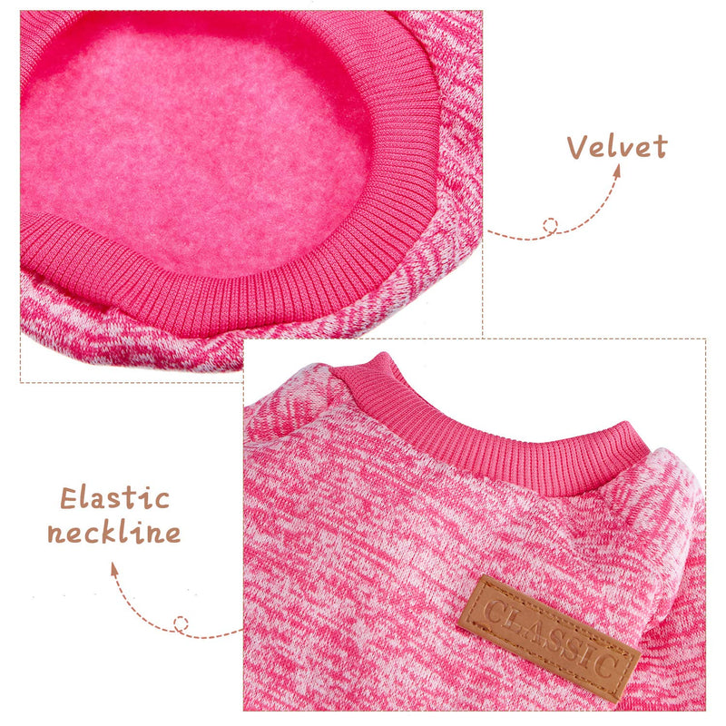 [Australia] - SATINIOR 2 Pieces Pet Clothing Winter Puppy Classic Warm Coat Winter Puppy Sweater Puppy Knitwear Clothes (S, Rosy Red, Pink) 
