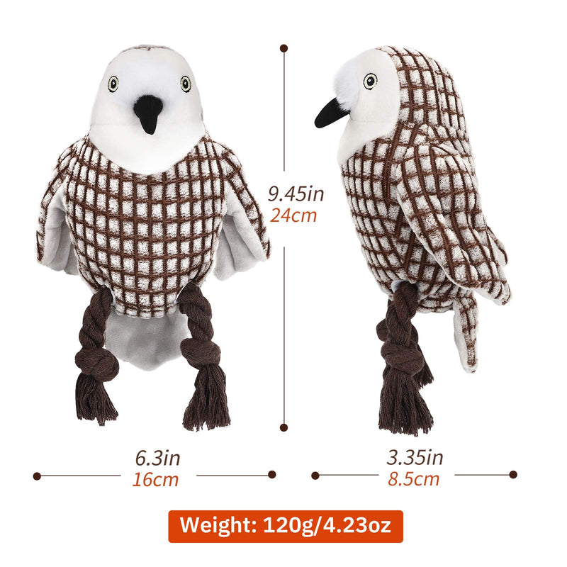 Lewondr Plush Dog Toys, Cute Soft Squeaky Plush Toy for Dogs Quality Corduroy Animated Stuffed Puppy Chew Toy with Squeakers Owl-shape Interactive Soft Pet Toys for Biting - Coffee & White - PawsPlanet Australia