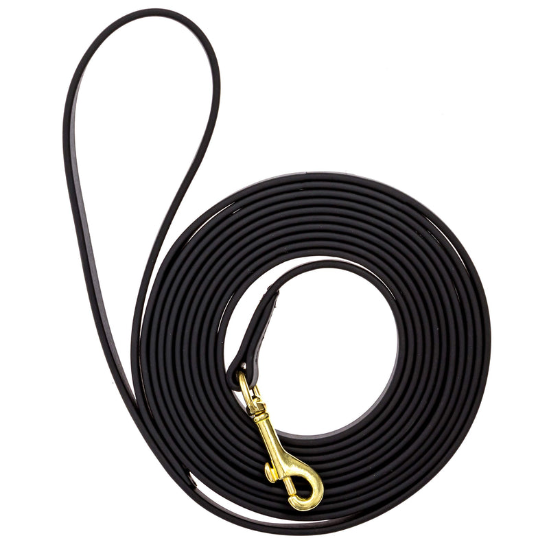 [Australia] - Viper Biothane K9 Working Dog Leash Waterproof Lead for Tracking Training Schutzhund Odor-Proof Long Line with Solid Brass Snap for Puppy Medium and Large Dogs 1/2" x 15ft Black 
