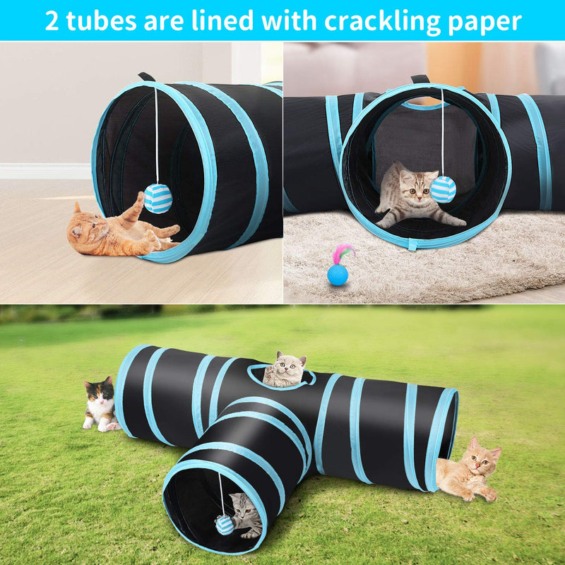 HAPPY HACHI 27PCS Kitten Toys Set, Collapsible Cat Tunnels for Indoor Cats, Interactive Cat Feather Toys Fluffy Mouse Fish Crinkle Balls Toy for Indoor Cat Kitty Rabbit - PawsPlanet Australia