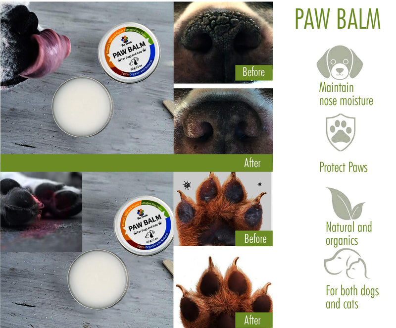 Pet Fresh Organic Dog Paw Balm - Soothes Cracked, Dry, Itchy Paws and Pads - Crusty Nose Balm - Lick Safe Formula | Suitable for Dogs and Cats - 60g - PawsPlanet Australia