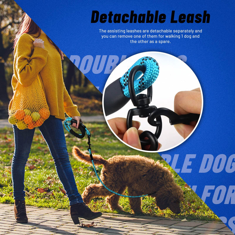 LELE LIFE Double Dog Leash for Two Dogs Heavy Duty Reflective Double Leashes for 2 Dogs 360° Rotating Double Dog Leash Tangle Free Large Dogs and Medium Dogs with Blue - PawsPlanet Australia
