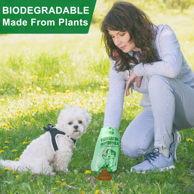 Cycluck Biodegradable 300 Dog Poop Bags Extra Thick Strong Leak Proof, Made from Corn Starch Blend (300 Count, Green) 300 Count - PawsPlanet Australia
