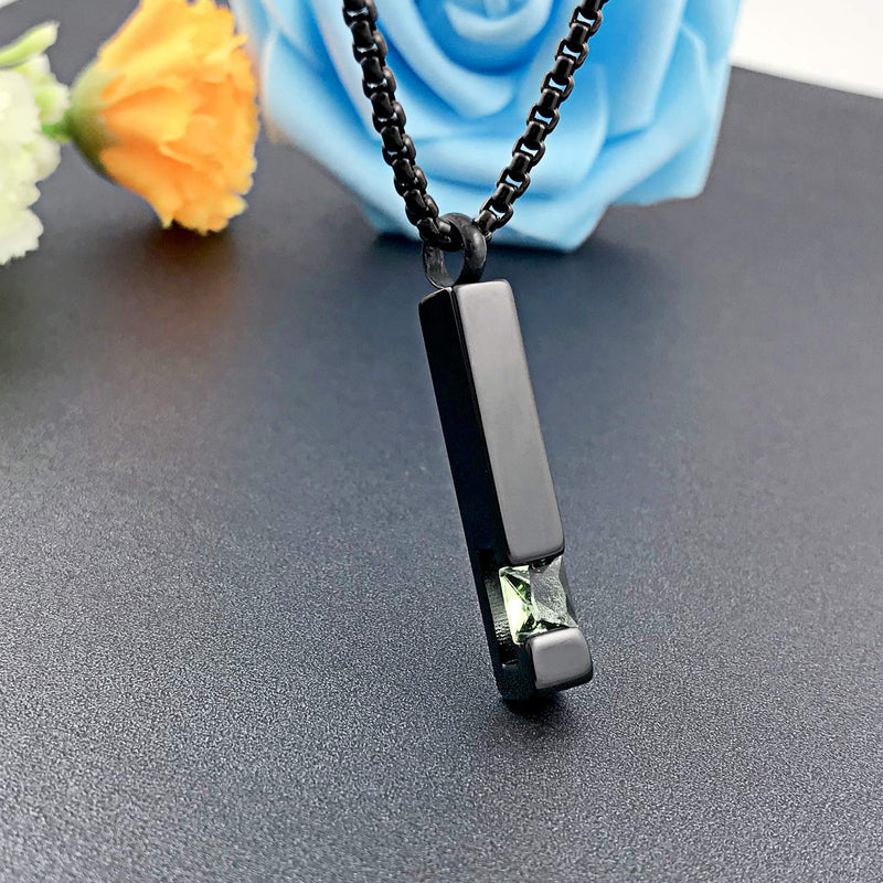 Birthstone Cuboid Locket Urn Necklaces for Ashes Cremation Jewellery Urns for Human Ashes Memorial Urn Keepsake Pendant August - PawsPlanet Australia