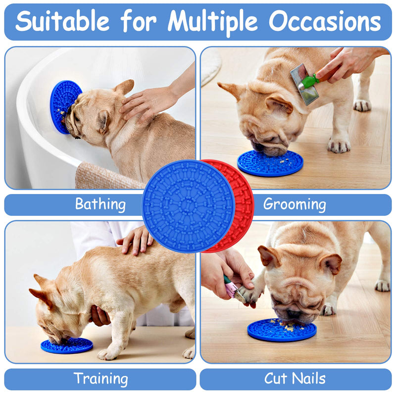 2 Pcs Dog Lick Pad, Silicone Slow Treater Dispensing Mat with Strong Suction Feeder Mat Washing Distraction Device Peanut Butter Mat with 2 Pcs Spatula Scraper for Pet Bathing Grooming Training - PawsPlanet Australia