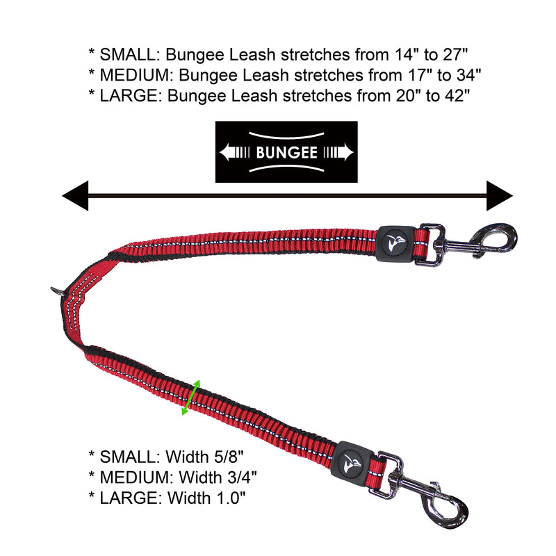 Kruz Double Dog Coupler - KZVX2- Tangle Free Dog Walking and Training Dual Extension Coupler - Comfortable, Shock Absorbing - Reflective Bungee Coupler for Two Dogs Blue Small: 5/8" x 14" - PawsPlanet Australia