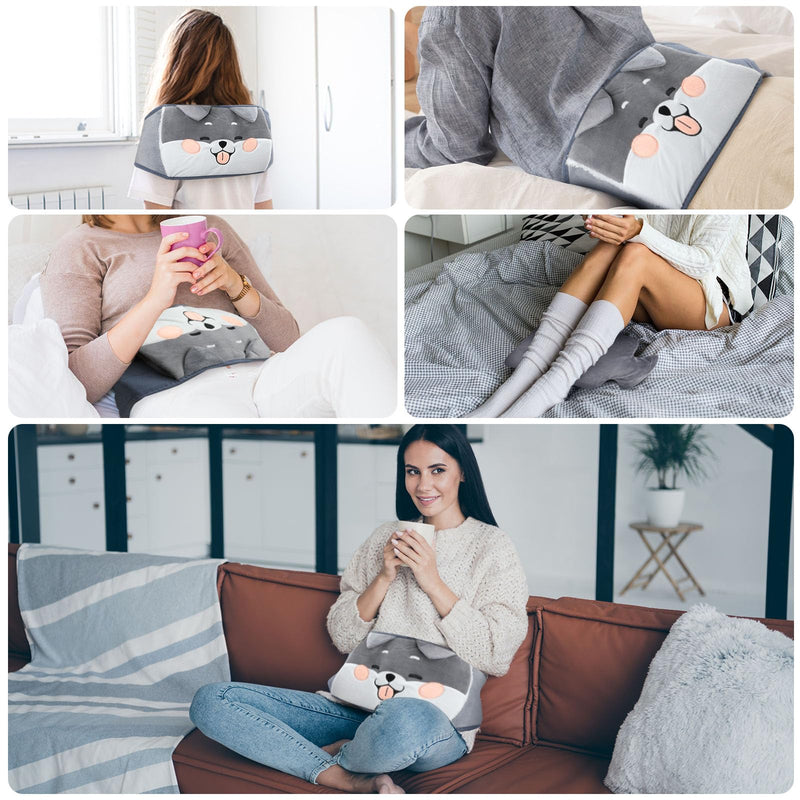 Hot Water Bottle with Soft Cover and Waist Cover, 1000ml Hot Water Bottle Belt 3 in 1 Warm Hot Water Bottle Hot Water Bottle Waist Warmer, Rubber Hot Bag for Neck, Shoulder, Back, Legs, Waist - Gray - PawsPlanet Australia
