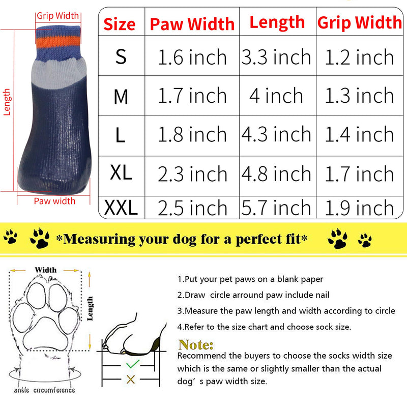 [Australia] - BESUNTEK Anti-Slip Dog Socks,Waterproof Paw Protectors with Straps Traction Control for Indoor & Outdoor Wear（4pcs，Navy ） M Navy 